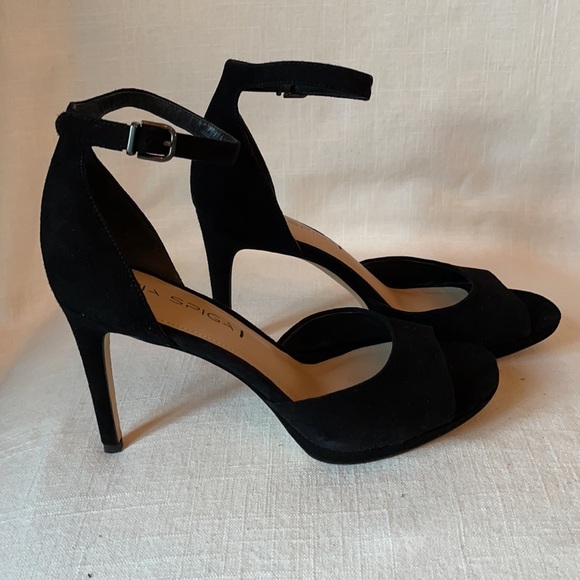 Via Spiga Black Suede Platform Cocktail Sandal size 6.5 - Picture 4 of 9